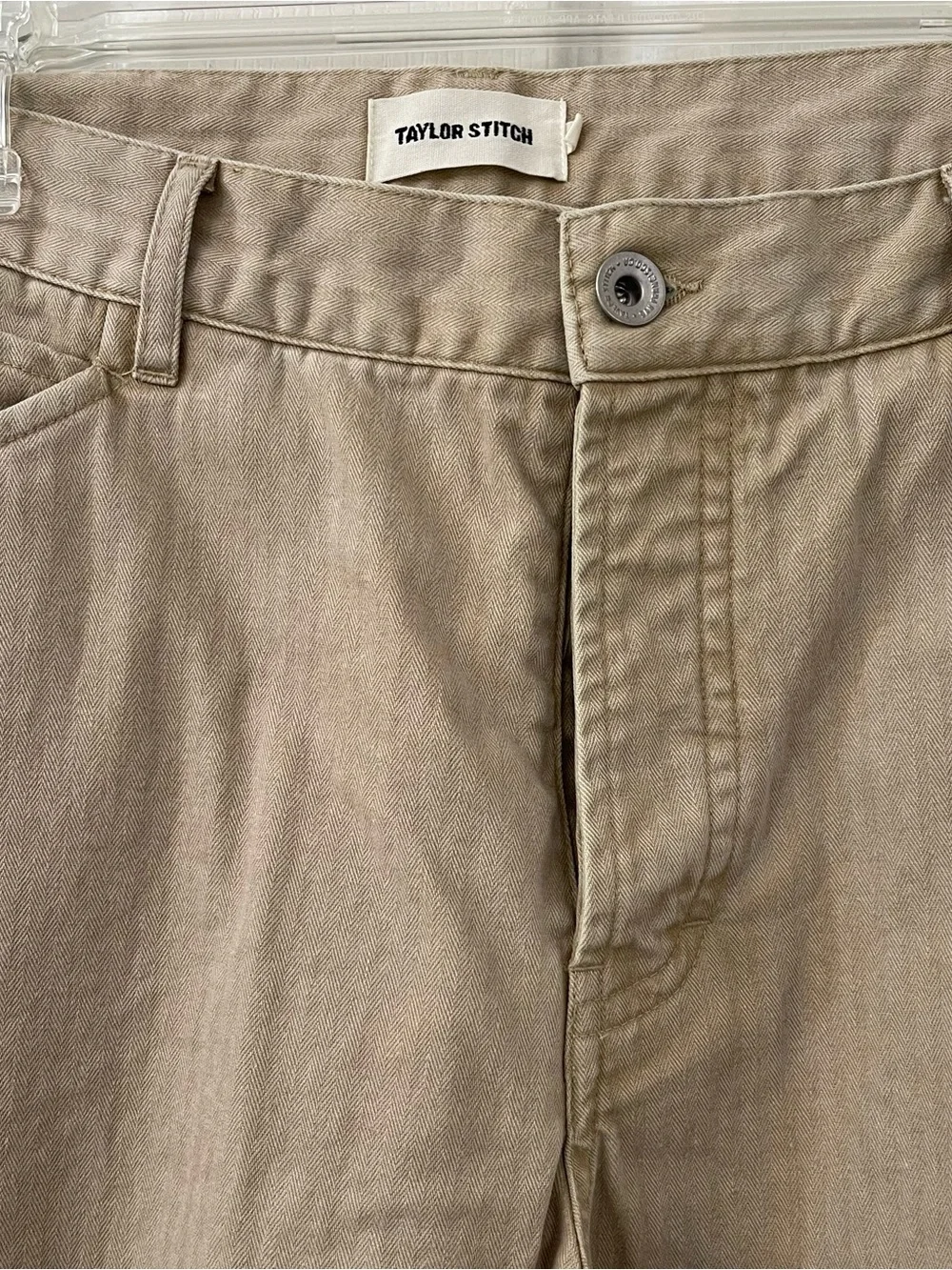 Taylor Stitch Camp Herringbone Pant - Khaki. Mens: 32x32.